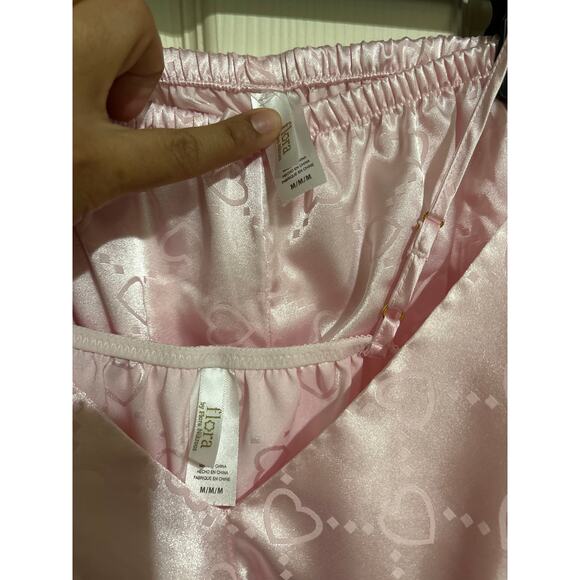 Flora Nikrooz Pink Hearts Pajama Set Tank Shorts M - Picture 3 of 3